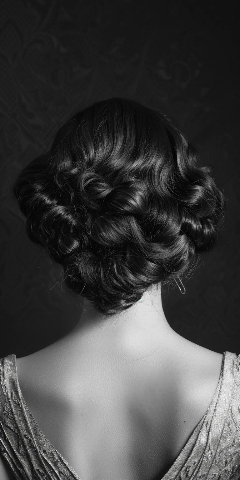 20s hairstyles Milkmaid braid, Chignon, Updo, Finger wave, French twist