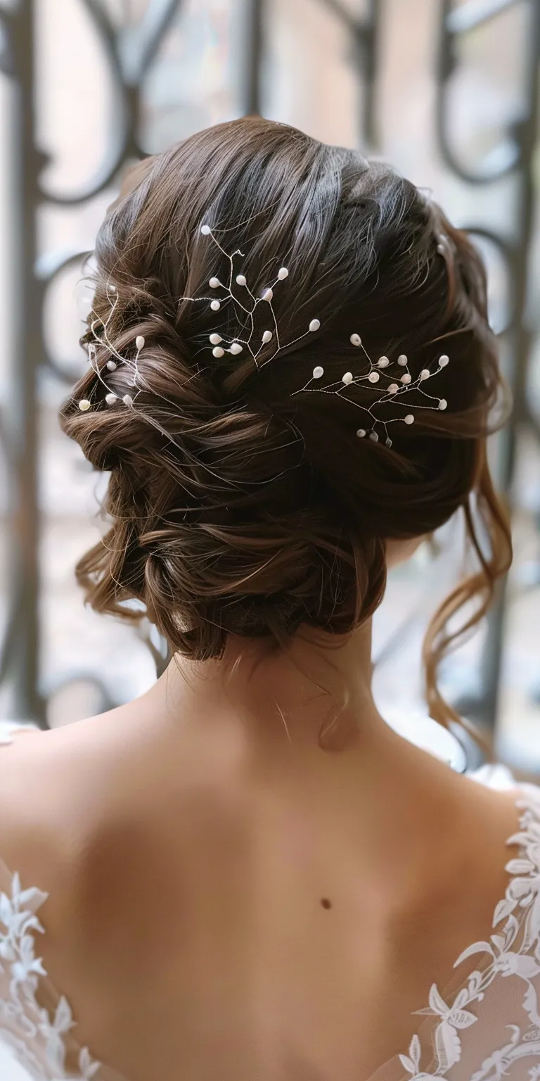 wedding hairstyles for short hair Updo, Milkmaid braid, Ballerina bun, Chignon, Japanese women's