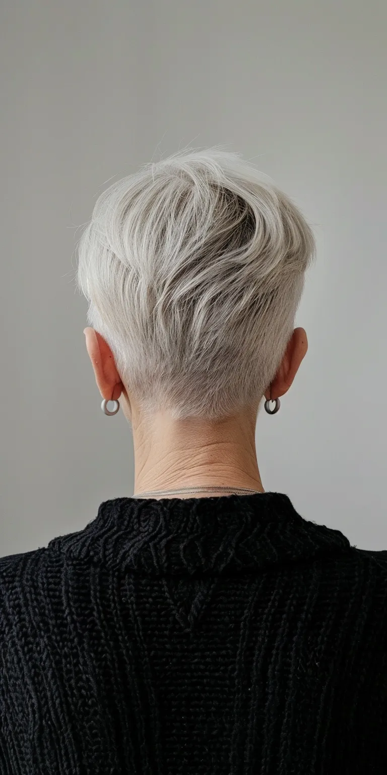 short haircuts for older women Asymmetric cut, Short brush Pompadour, Pixie back and sides