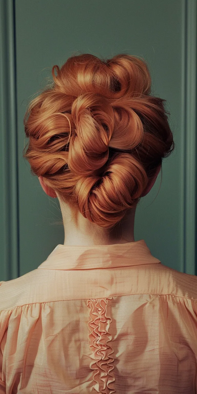 1980 hairstyles Chignon, Updo, Ballerina bun, French twist, Milkmaid braid