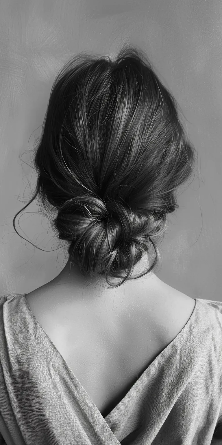 low bun hairstyles Chignon, Updo, Milkmaid braid, French twist