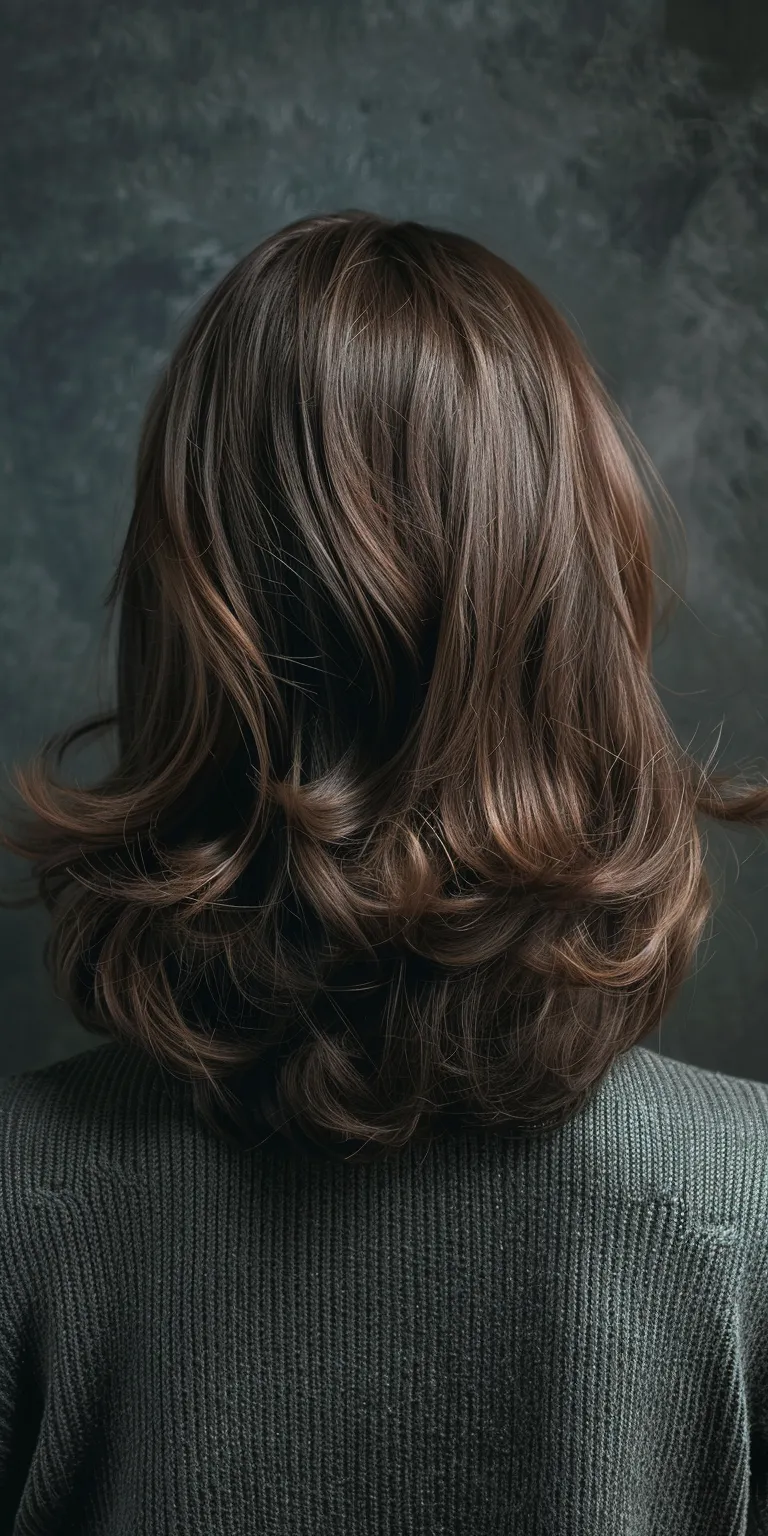 shoulder length hair styles Ringlets, Layered hair, Asymmetric cut, Digital perm, Chignon