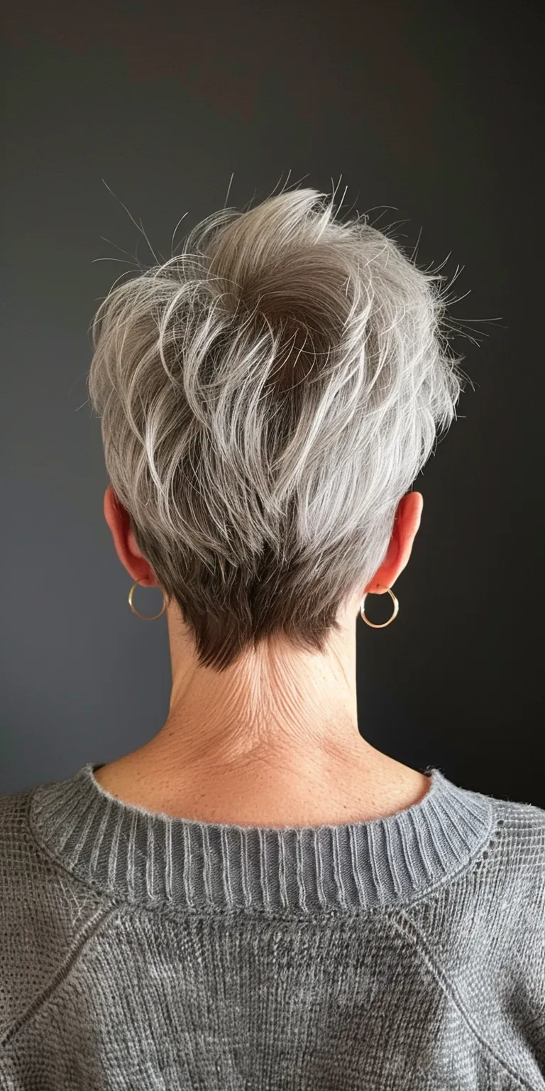 pixie haircuts for women over 60 Asymmetric cut, Short brush Pompadour, Digital perm, Pixie cut