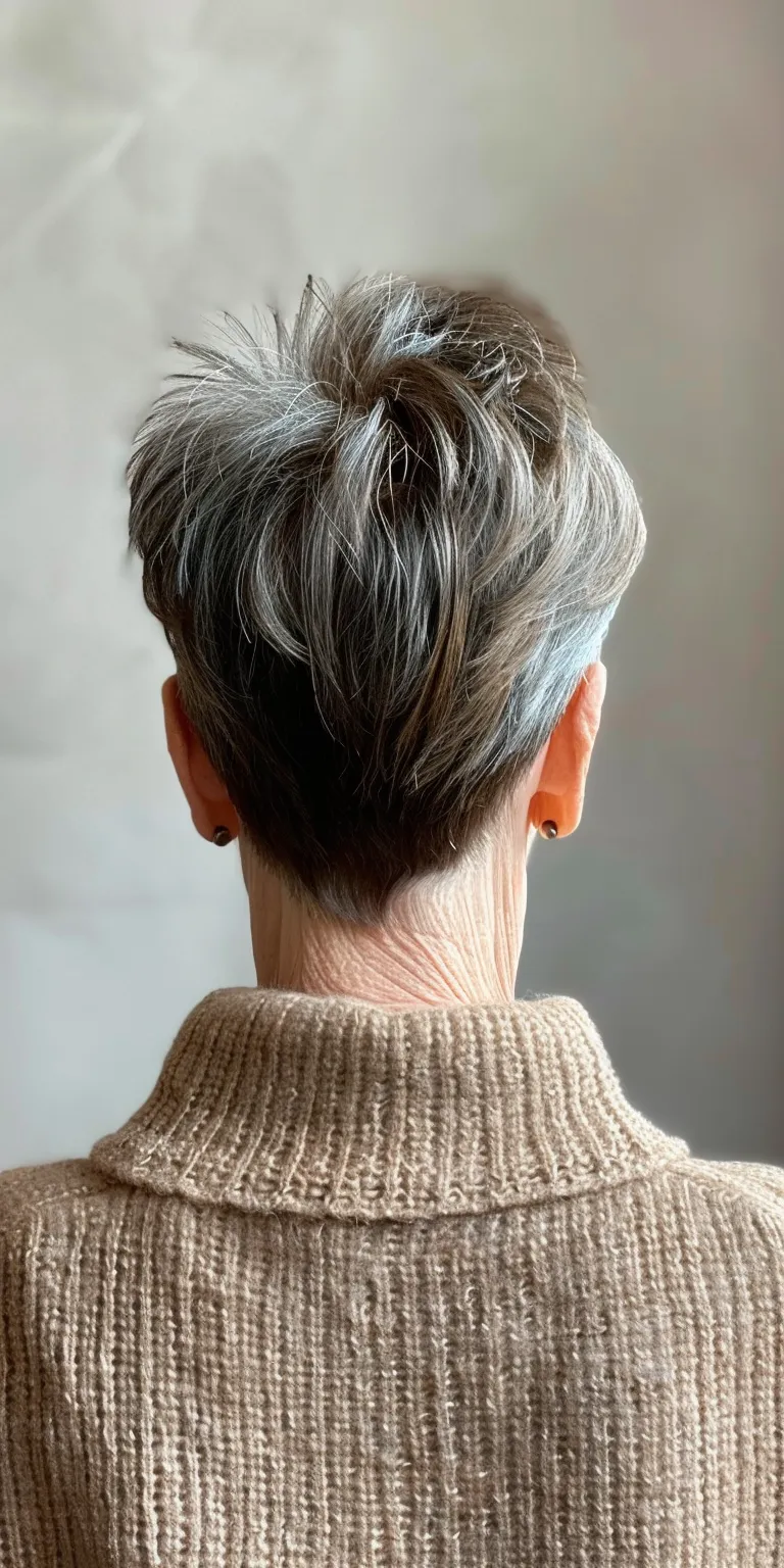 pixie haircuts for older women Pompadour, Asymmetric cut, French twist, Short brush Updo