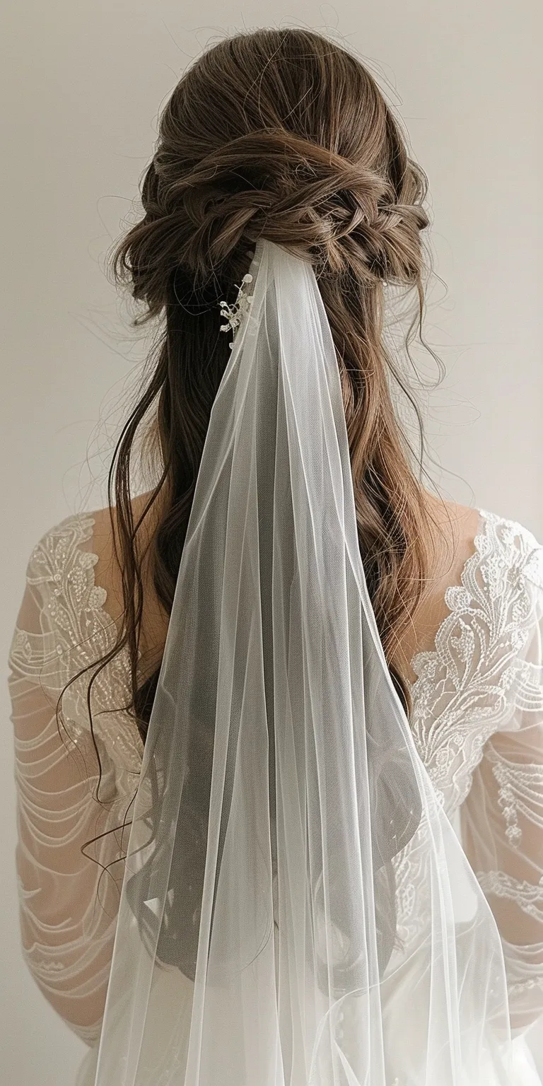 bridal hairstyles for long hair Layered hair, Asymmetric cut, Curtained Waterfall braids, Feathered