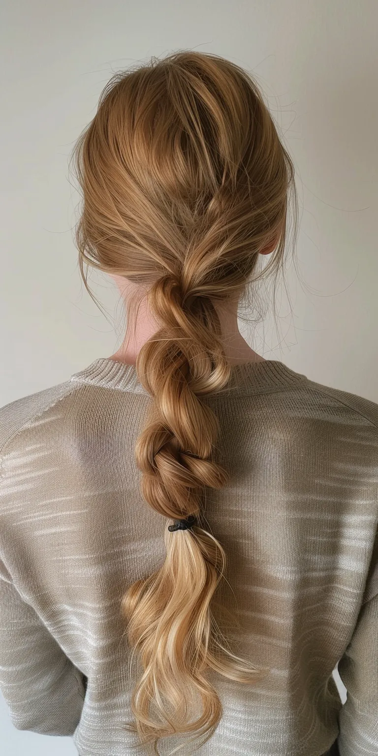 bubble ponytail French braid, Braid, Waterfall braids, Milkmaid twist