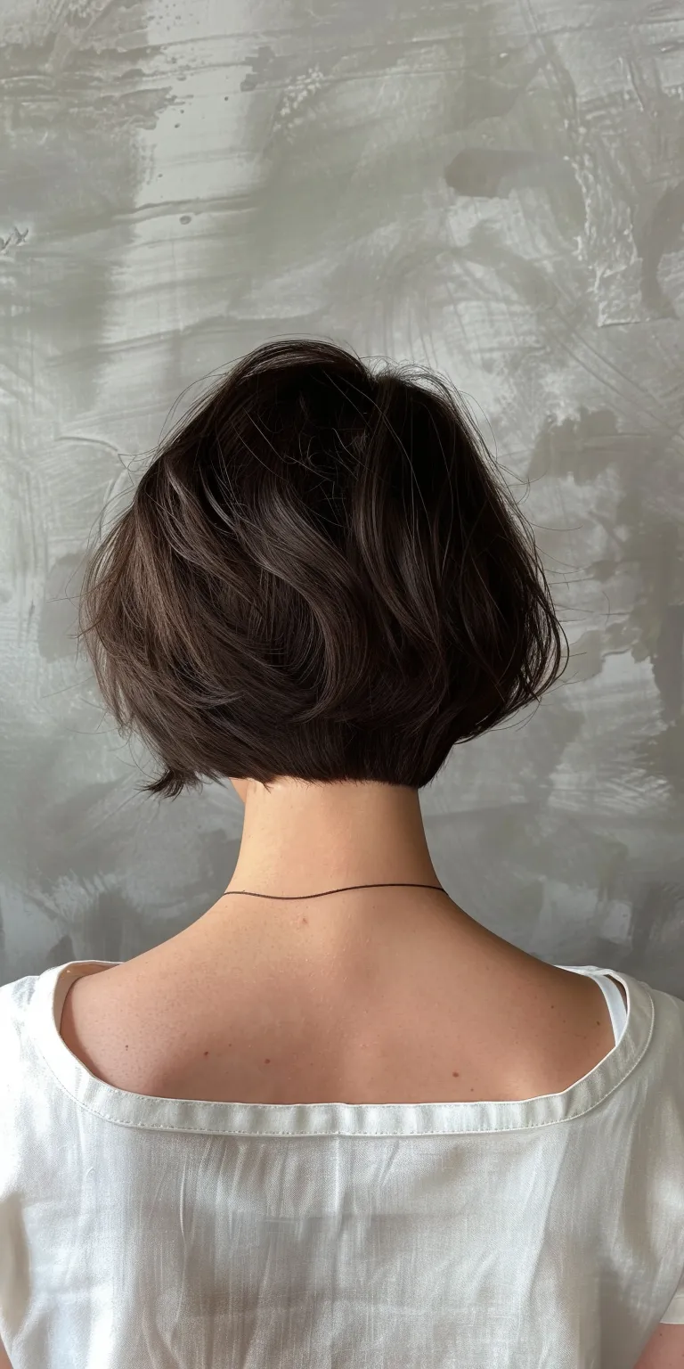 short hairstyles for round faces Asymmetric cut, Chignon, Bob Short brush Layered hair