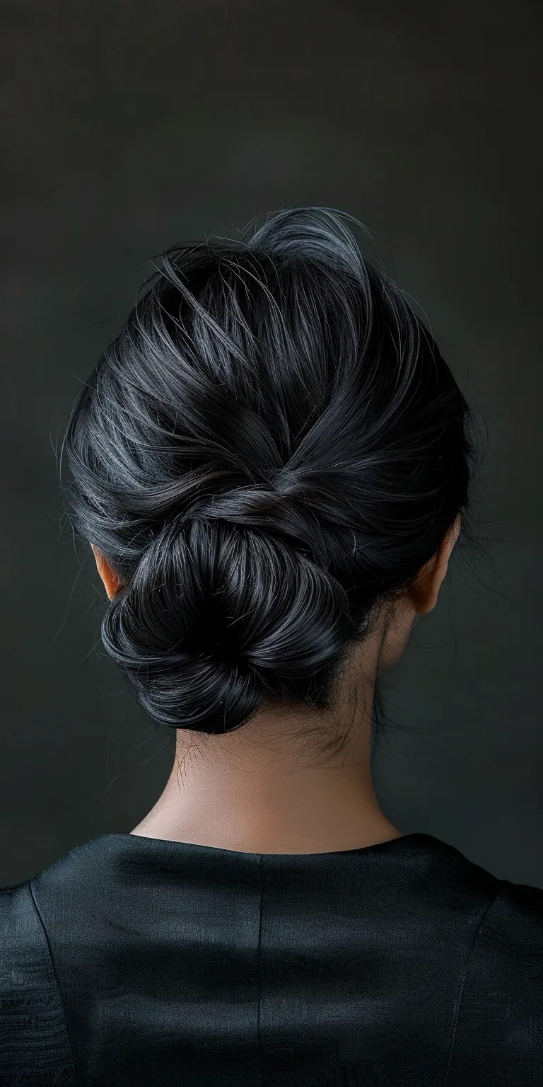 asian hair styles Updo, Chignon, French twist, Japanese women's hairstyles, Milkmaid braid