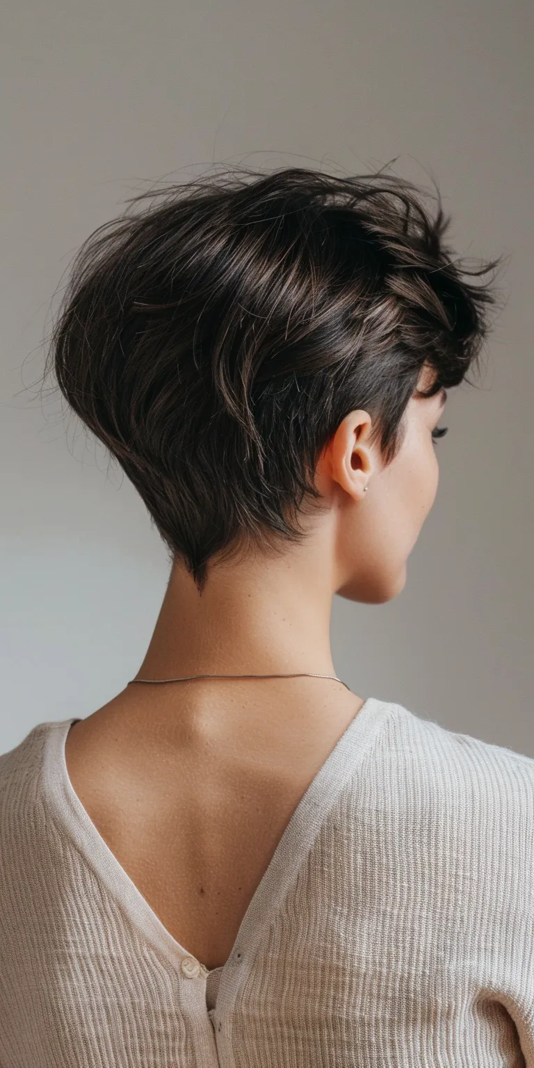 short haircuts for round faces Asymmetric cut, Pixie Layered hair, Short brush Chignon