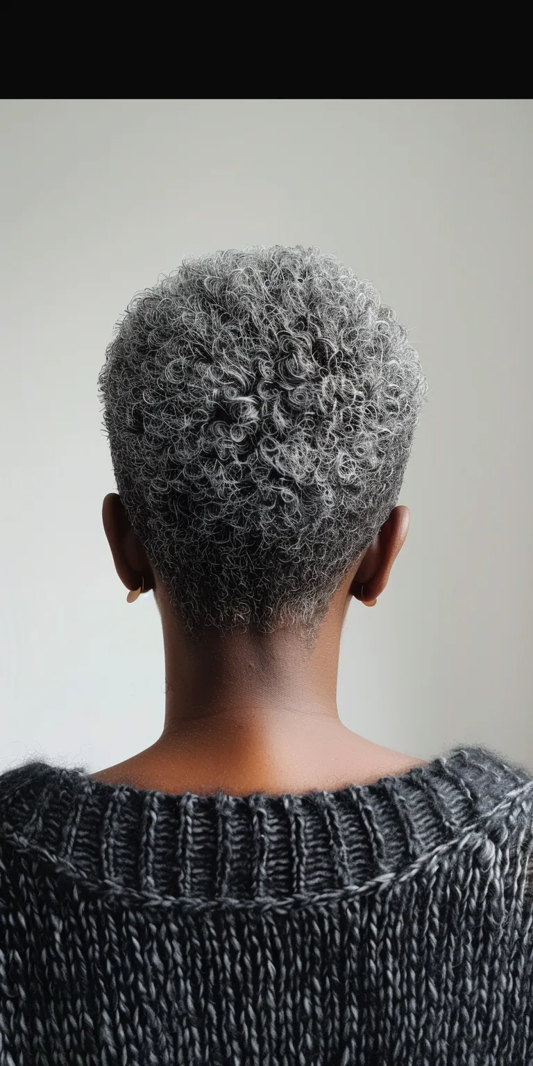 short grey hairstyles Asymmetric cut, Short brush Digital perm, Afro puffs, Pompadour