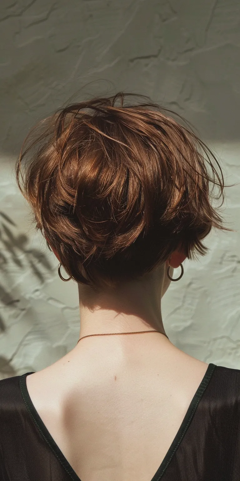 short choppy hairstyles Chignon, Asymmetric cut, Updo, Butterfly haircut, Pixie cut