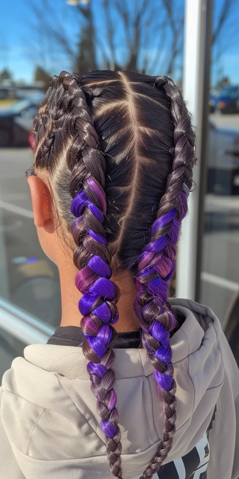 knotless braids with color Waterfall braids, French twist, Boho braid, Braid