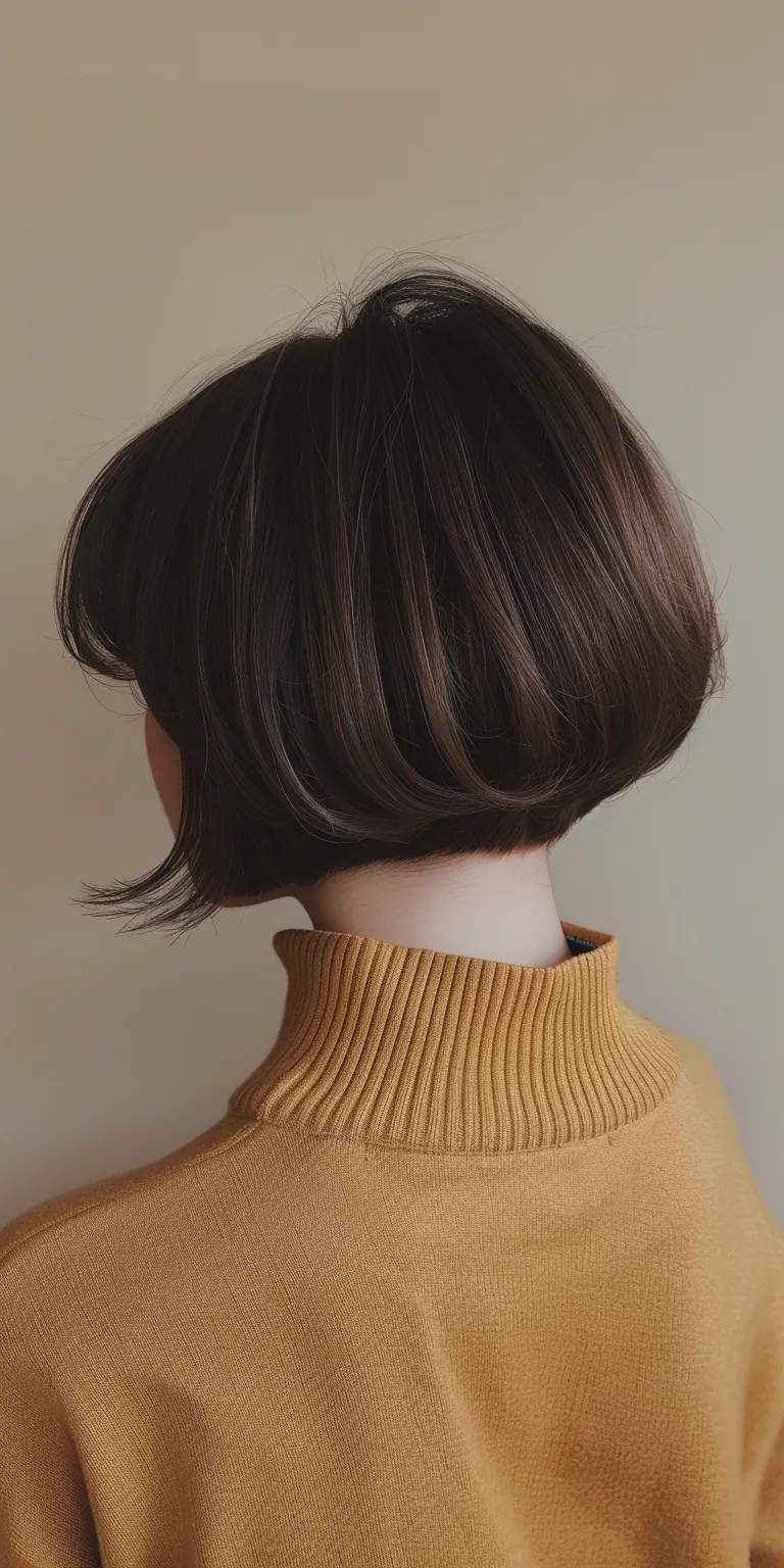 90s hairstyles women Asymmetric cut, Bob Layered hair, Short brush Japanese women's