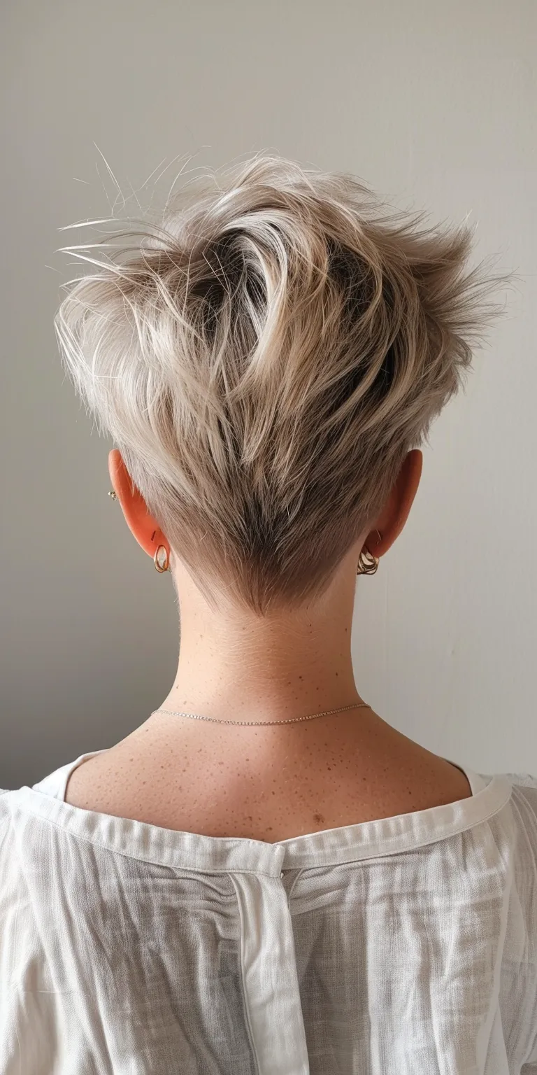 short haircuts for thin hair Asymmetric cut, Short brush Pixie Pompadour, Chignon