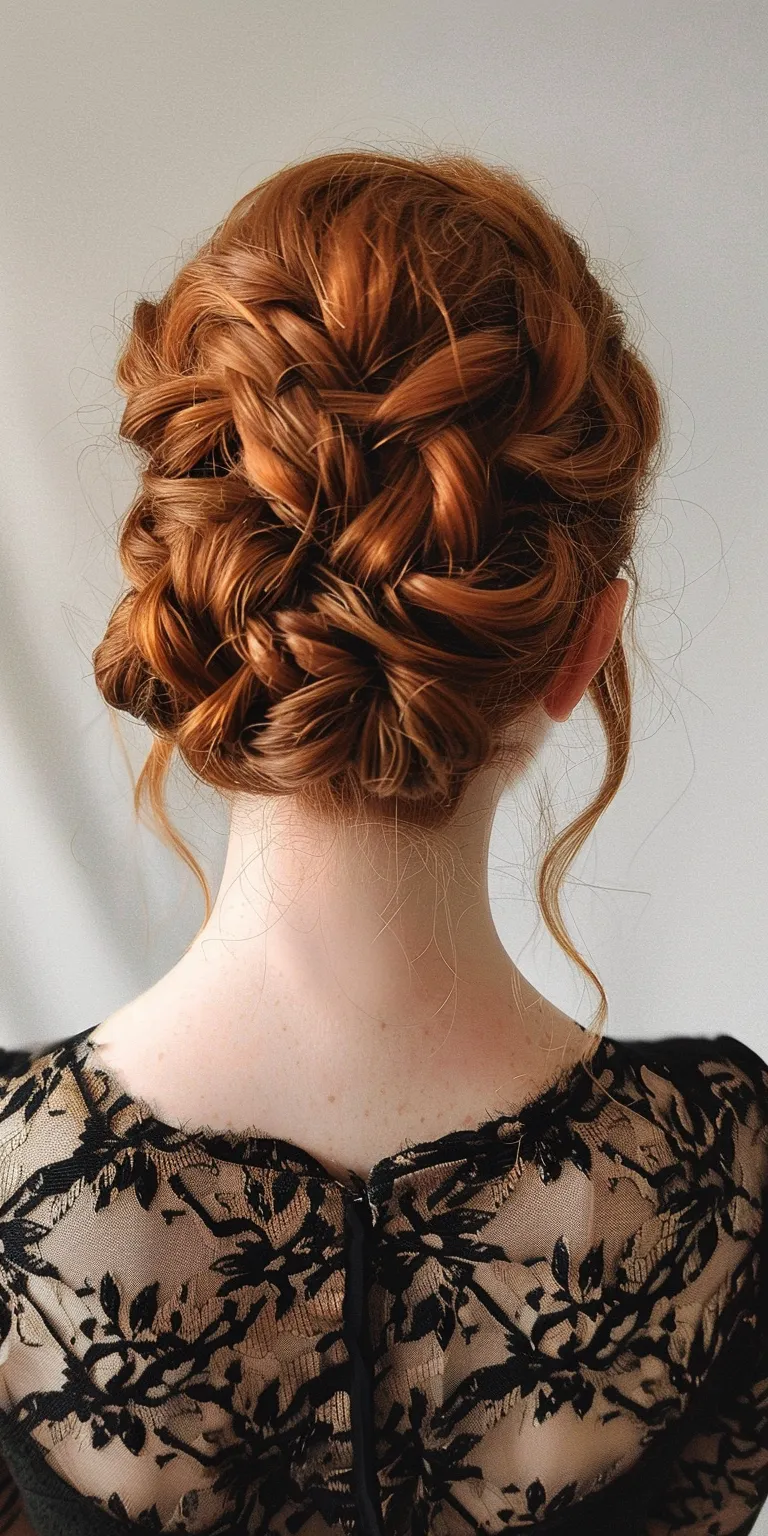 braided bun Updo, Milkmaid braid, Chignon, French Waterfall braids