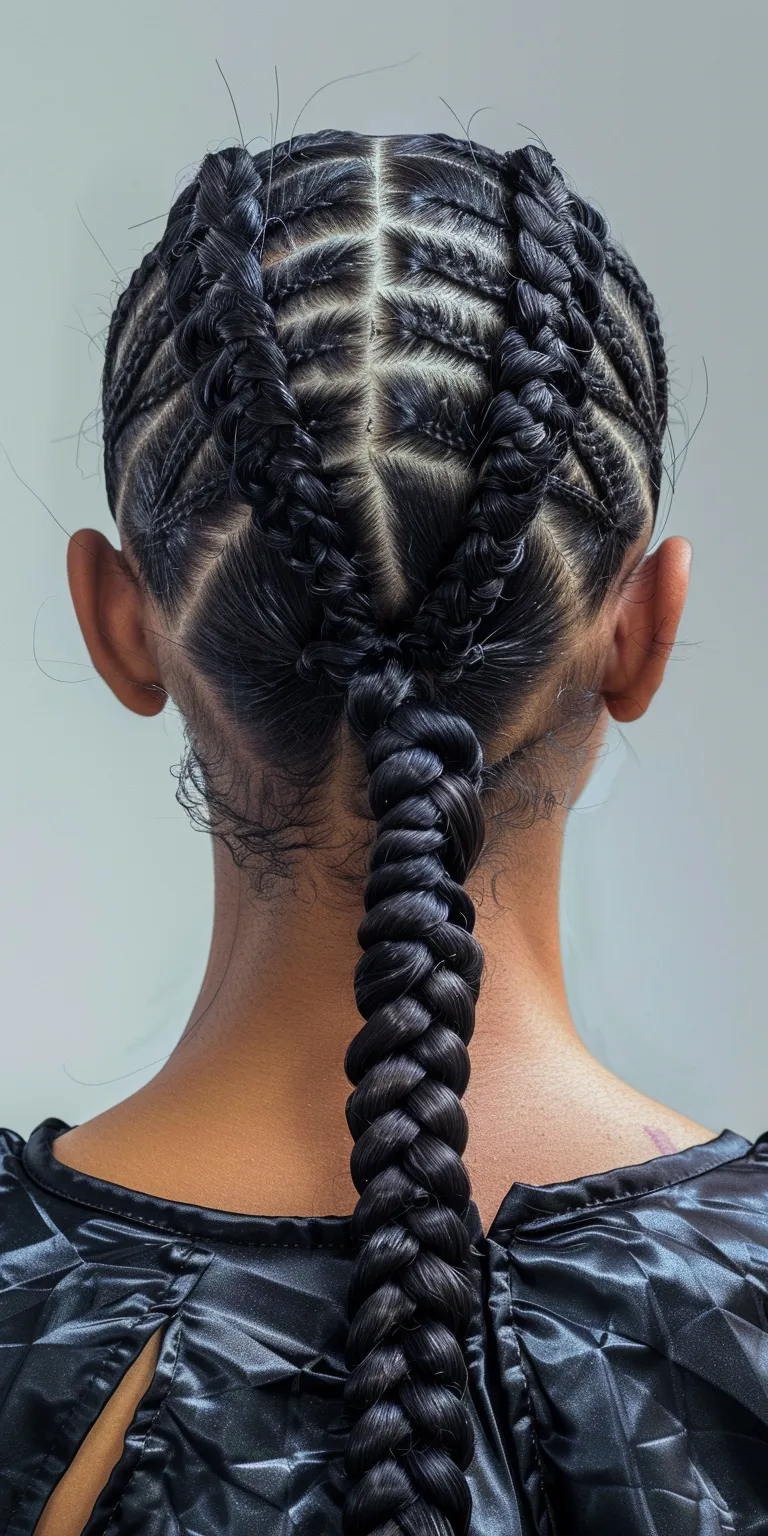 cornrow braids ponytail French twist, Hair twists, Cornrows, braid, Waterfall