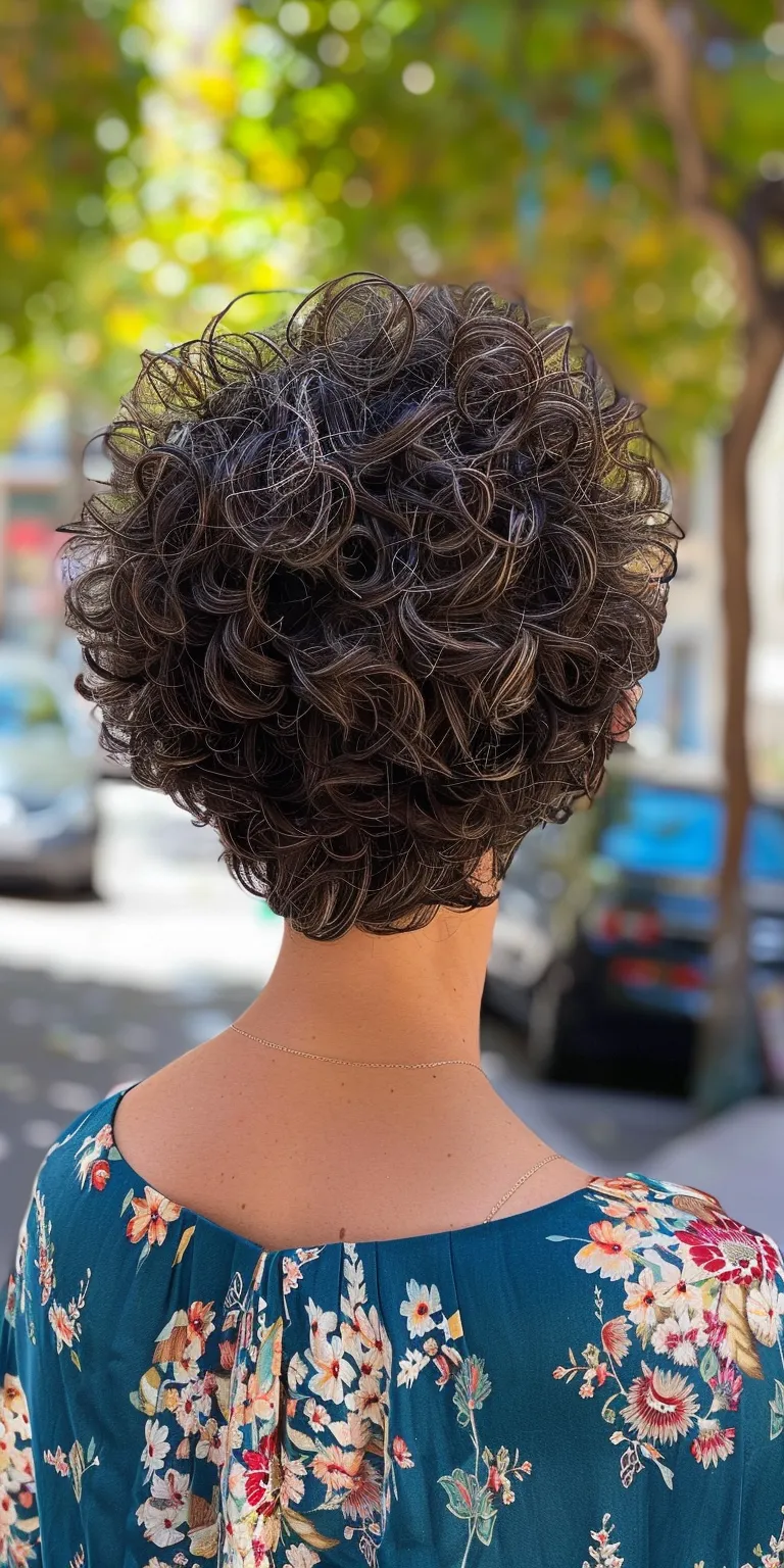 short curly hairstyles Digital perm, Asymmetric cut, Short brush Updo, French twist