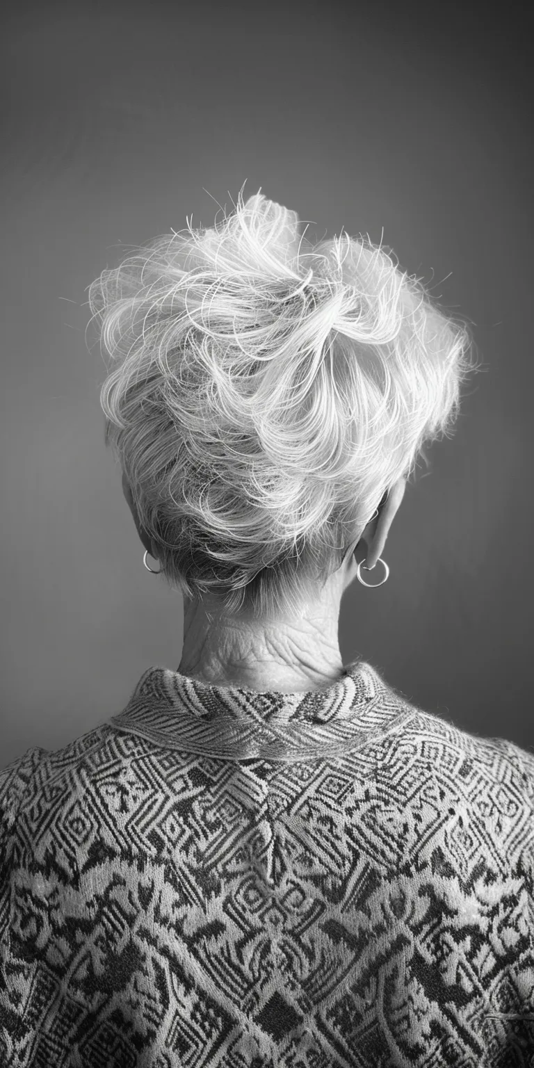 hair styles for women over 50 Short brush cut, Updo, Pompadour, Asymmetric Chignon