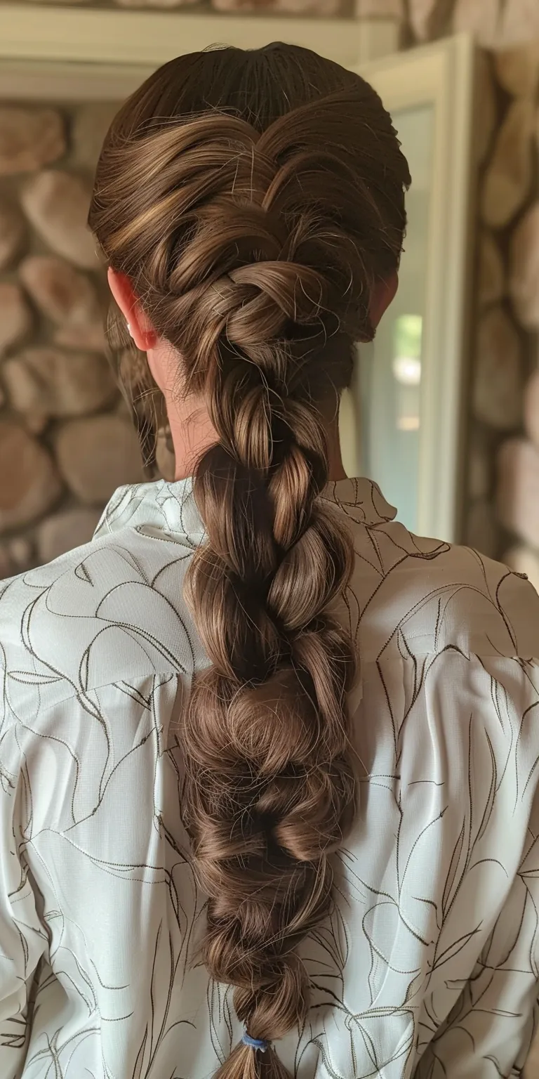 long braided ponytail French braid, twist, Waterfall braids, Updo, Braid