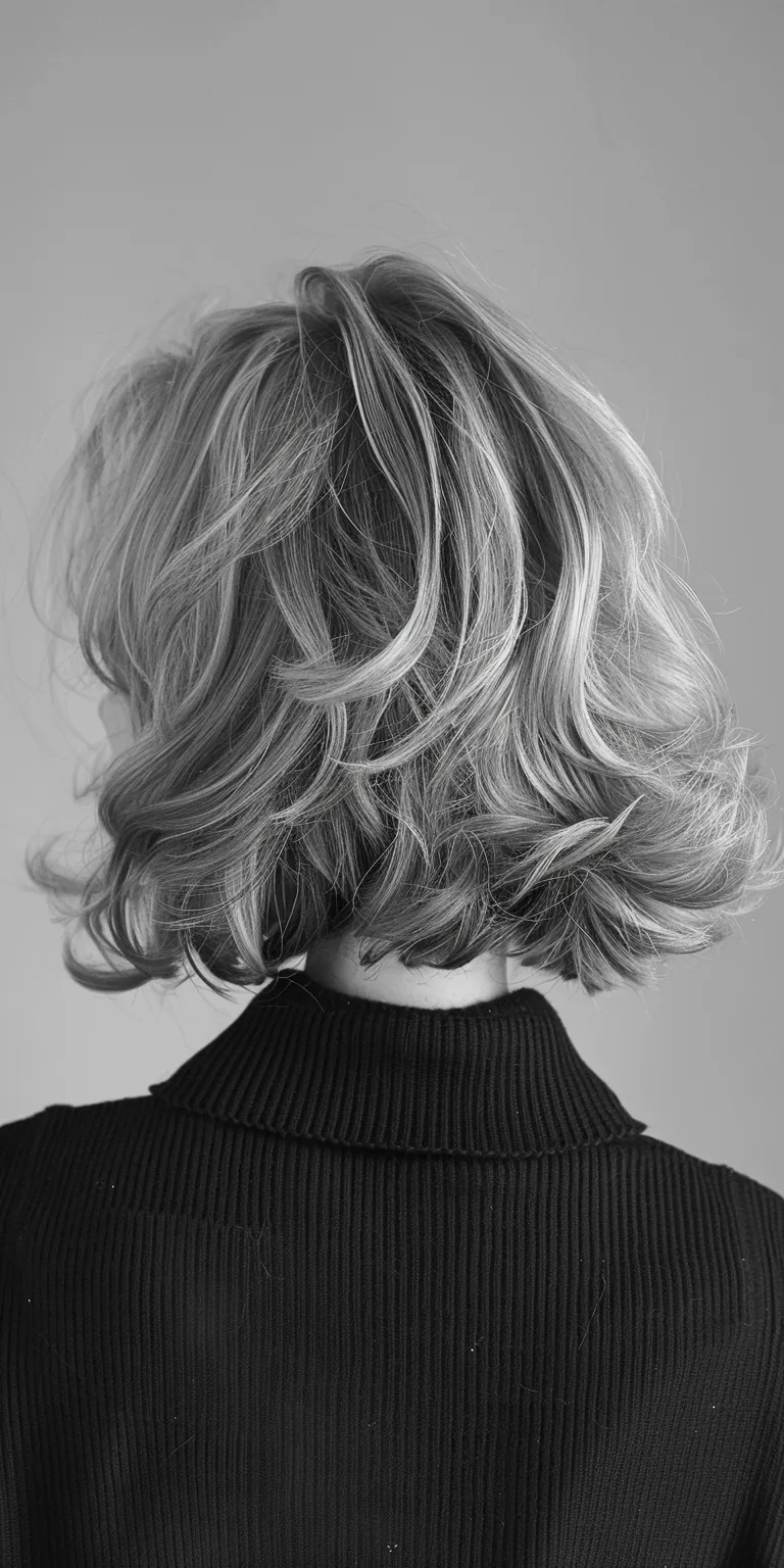 medium length hairstyles for women Asymmetric cut, Bob Layered hair, Short brush Chignon