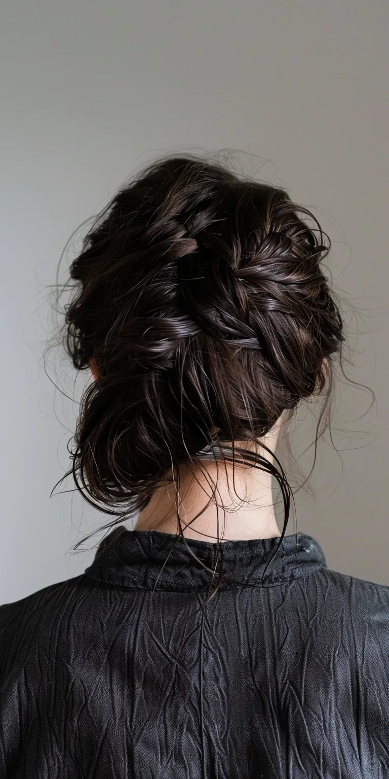 greasy hairstyles French braid, Waterfall braids, Updo, Milkmaid Chignon