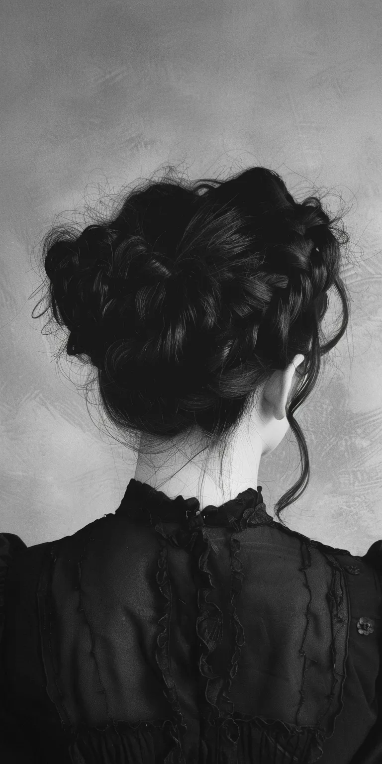 goth hairstyles Chignon, Updo, Japanese women's hairstyles, Historical Christian Milkmaid braid