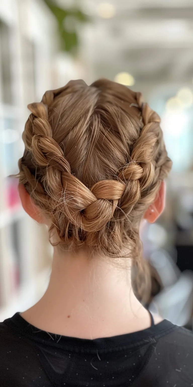 crown braid Updo, Waterfall braids, Milkmaid braid, French twist