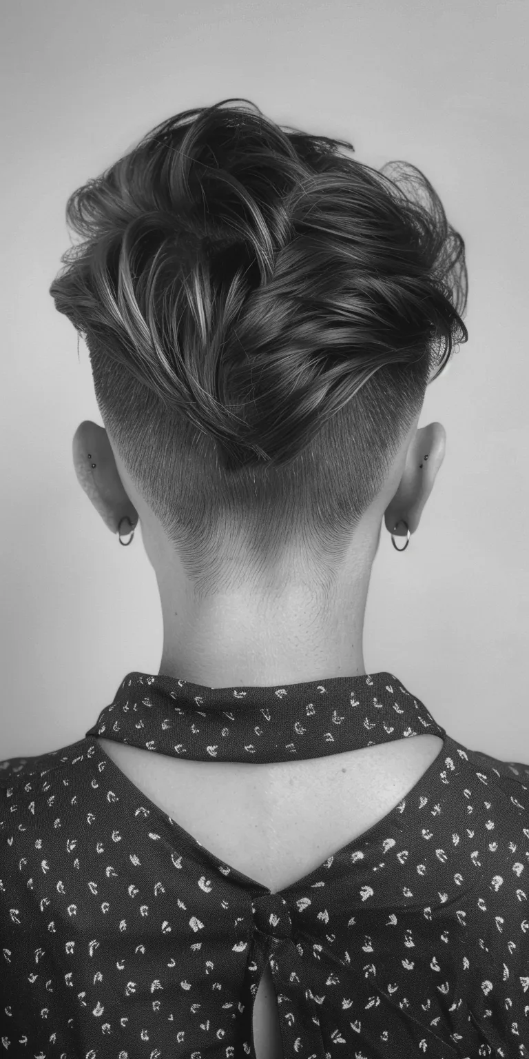 mid fade hairstyle Pompadour, Asymmetric cut, Short brush back and sides, Mohawk