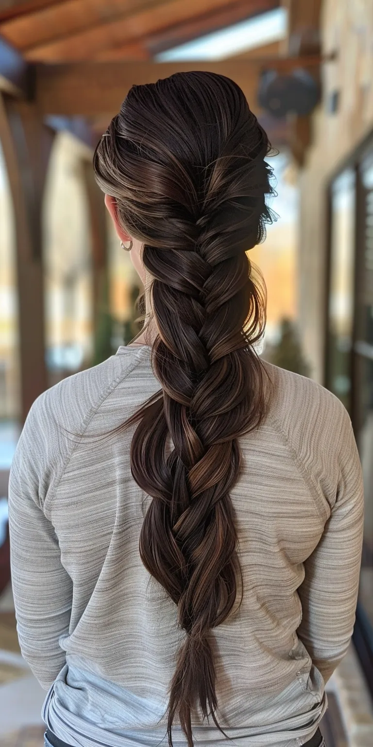 long braided ponytail Waterfall braids, French braid, Braid, twist, Boho braids