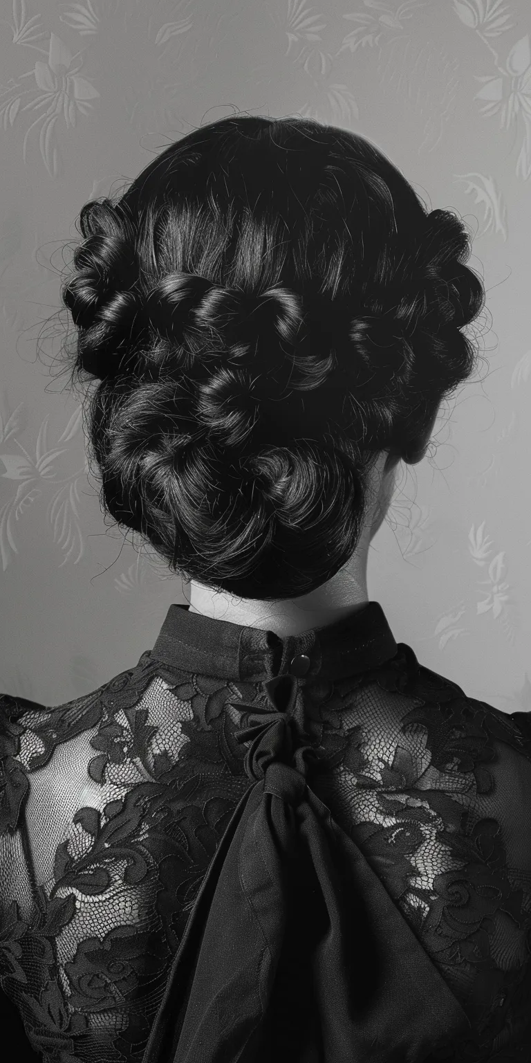 updo hairstyles for black hair Updo, Chignon, Japanese women's hairstyles, Milkmaid braid, Historical Christian