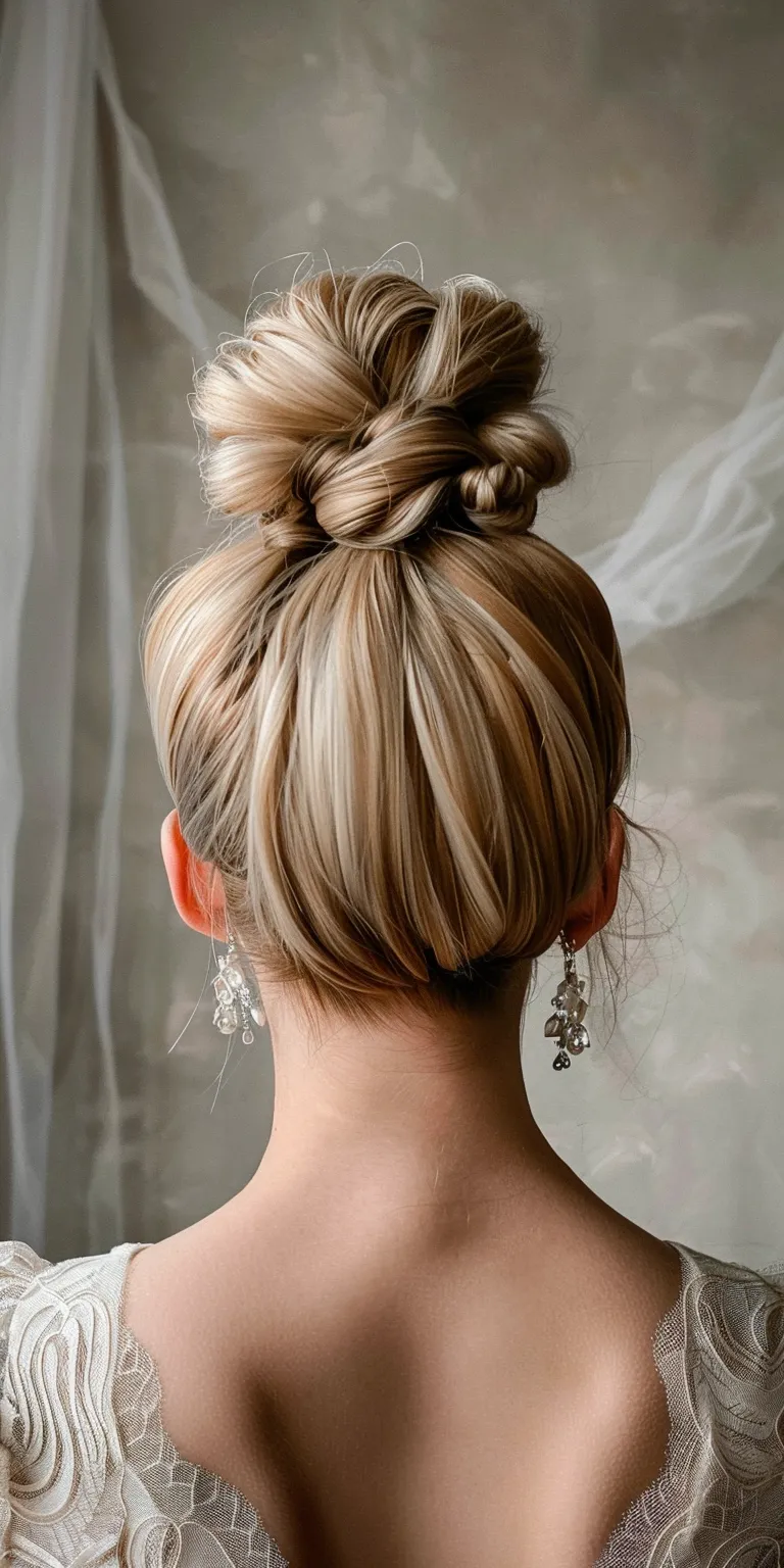 high bun hairstyles Chignon, Ballerina bun, Updo, French twist, Japanese women's