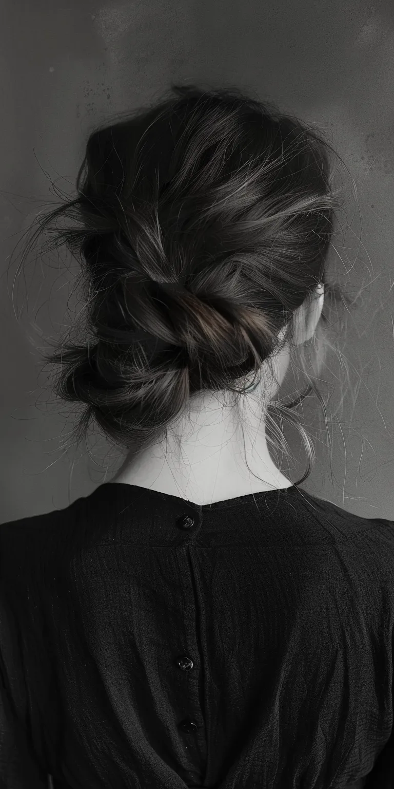 pomade hair Chignon, Updo, Milkmaid braid, Ponytail, French twist