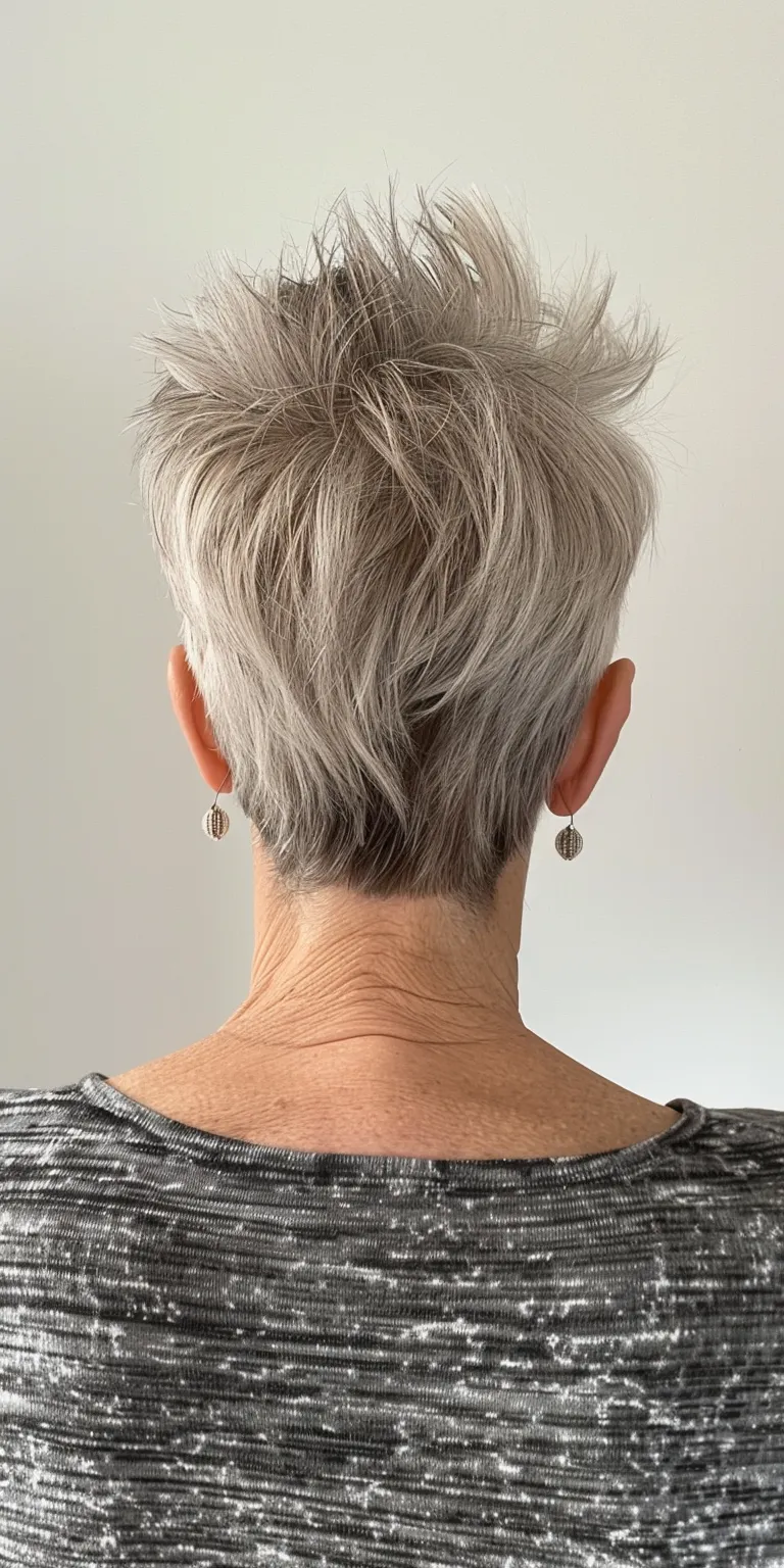 pixie cuts for women over 60 Short brush cut, Asymmetric Digital perm, Pompadour, Professional cut