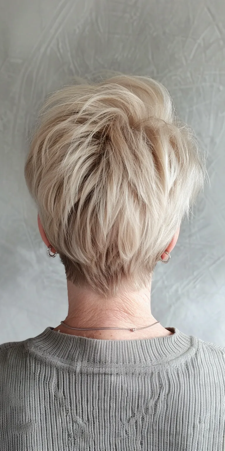 short haircuts for women over 50 Asymmetric cut, Short brush Layered hair, Pixie Feathered hair