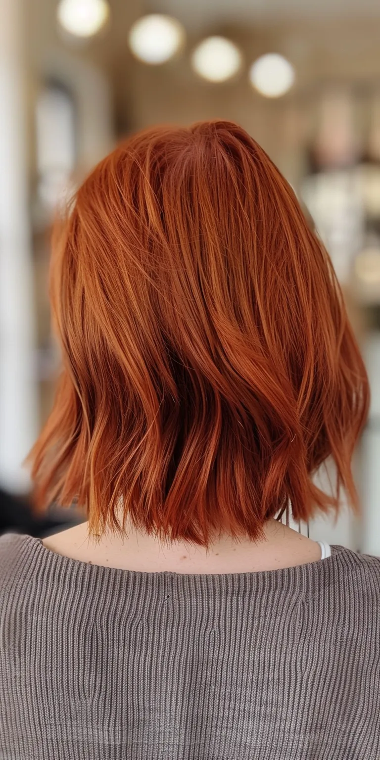 red hair styles Asymmetric cut, Bob Stacked bob, Professional Hime cut