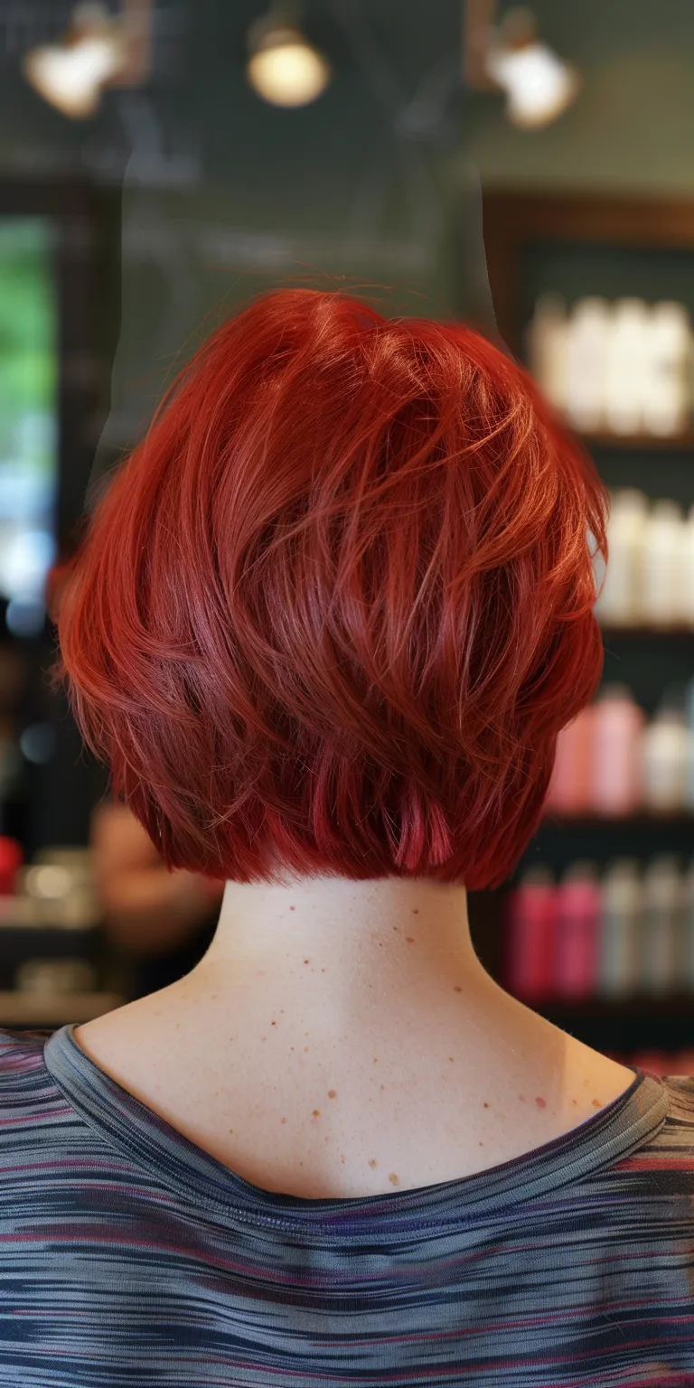 red hair styles Asymmetric cut, Updo, Pixie Stacked bob, Chignon