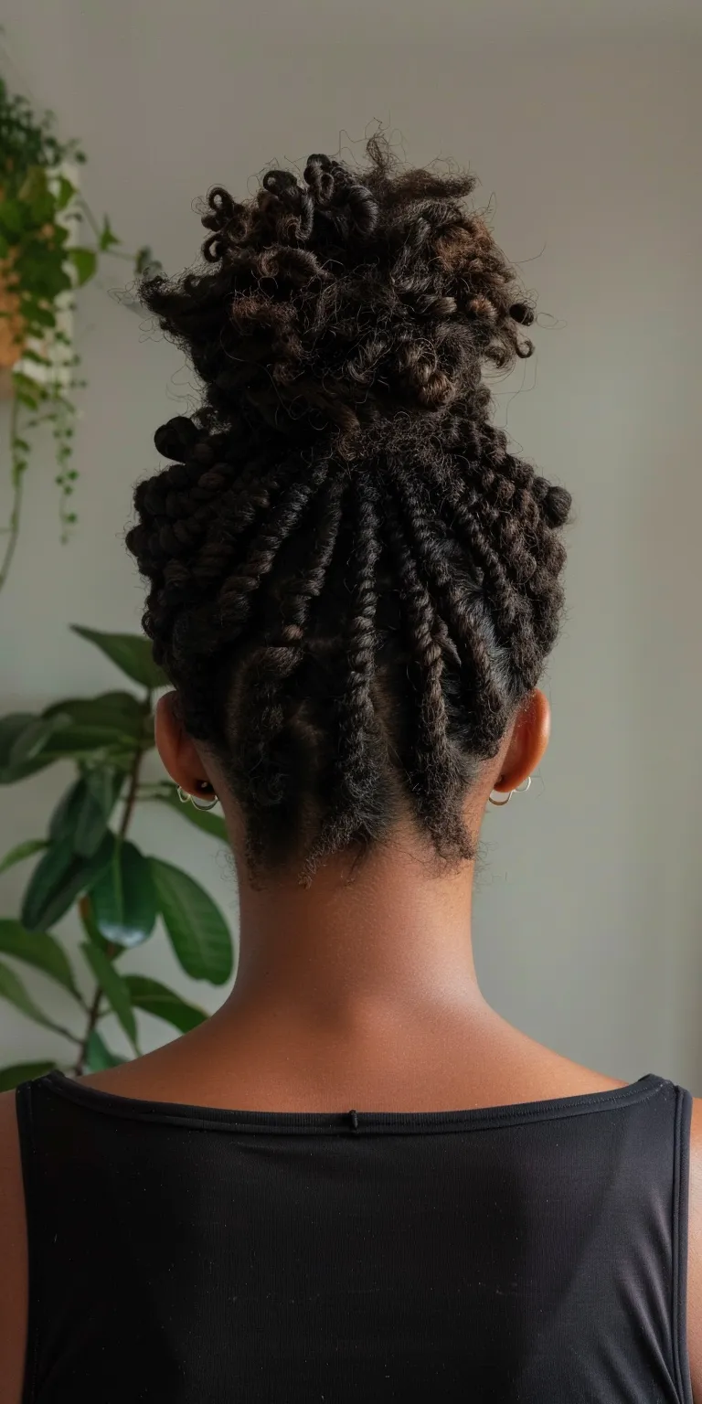 black natural hairstyles Hair twists, Crochet braids, French twist, Waterfall Updo