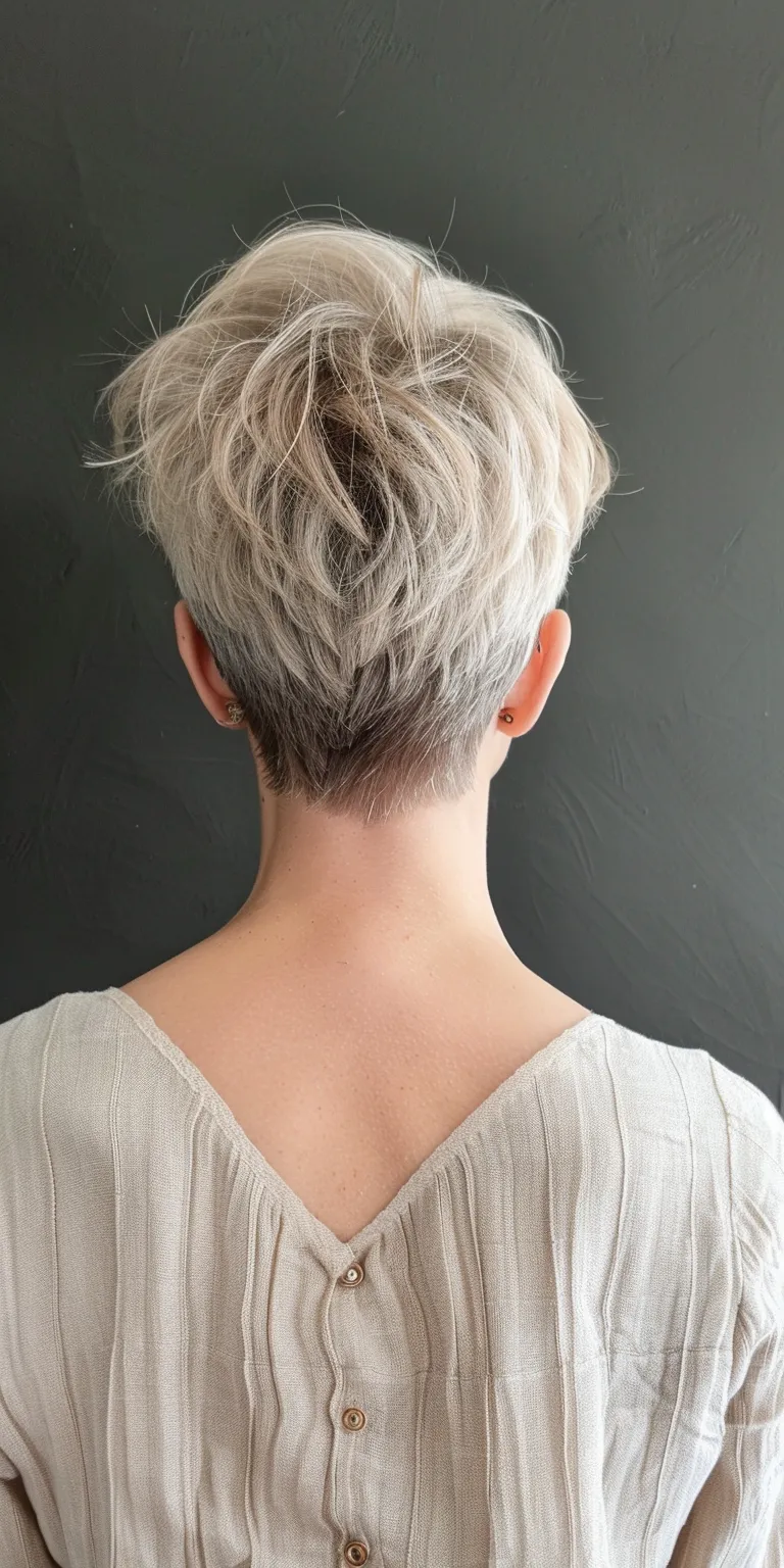 short hairstyles for women over 70 Asymmetric cut, Short brush Pixie Feathered hair, Frosted tips