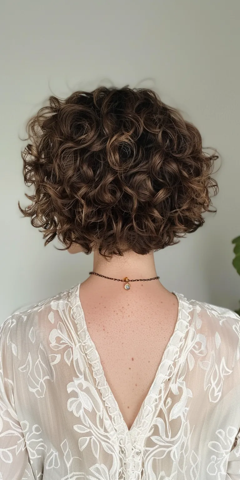 short curly bob Digital perm, Updo, Layered hair, Milkmaid braid, Asymmetric cut