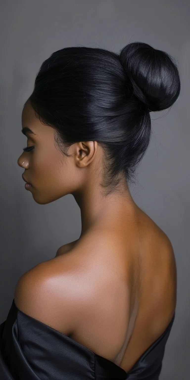 side bun hairstyle Chignon, French twist, Asymmetric cut, Finger wave, Ponytail