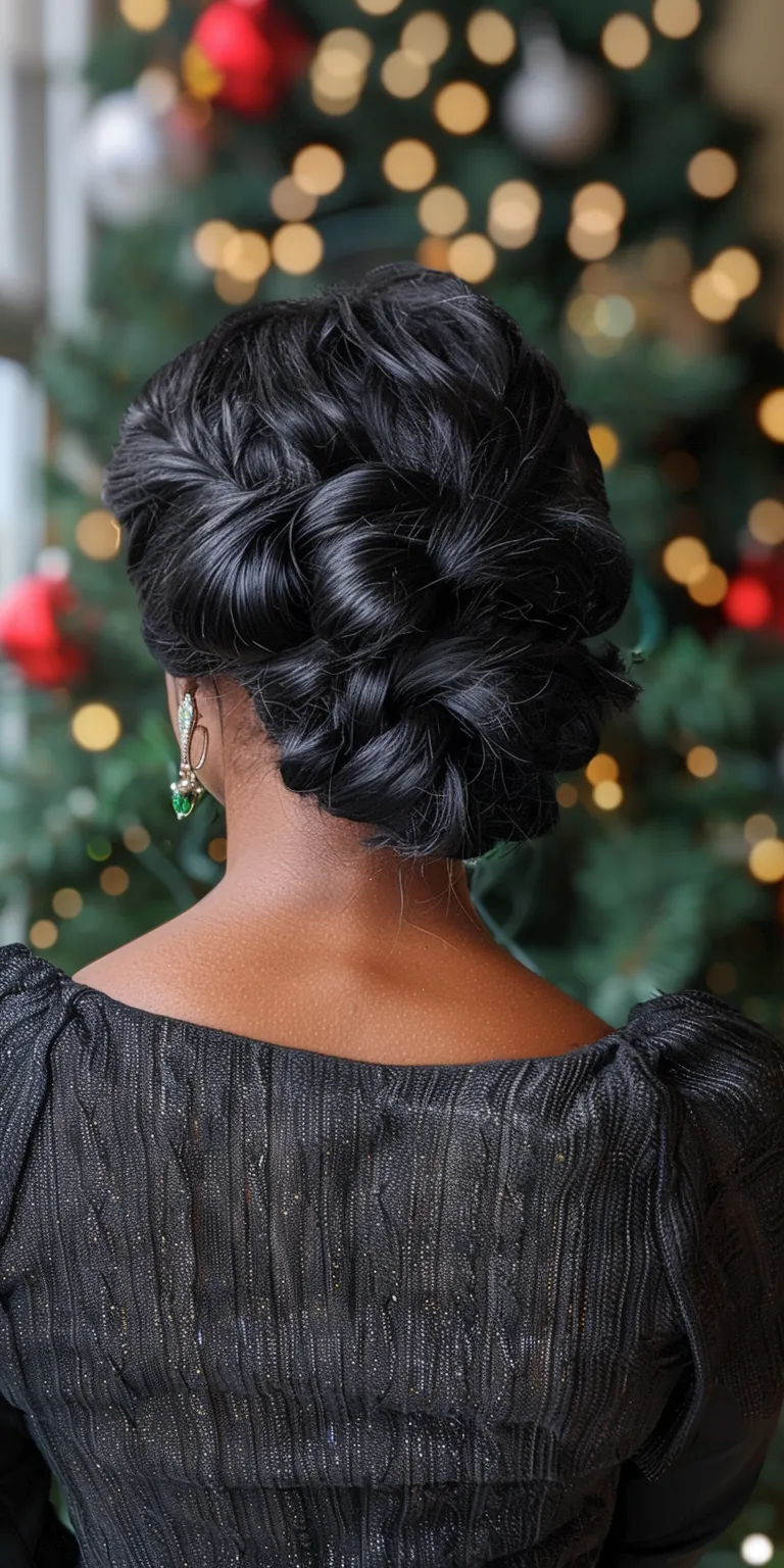 christmas hairstyles Historical Christian hairstyles, Chignon, Updo, Milkmaid braid, Finger wave