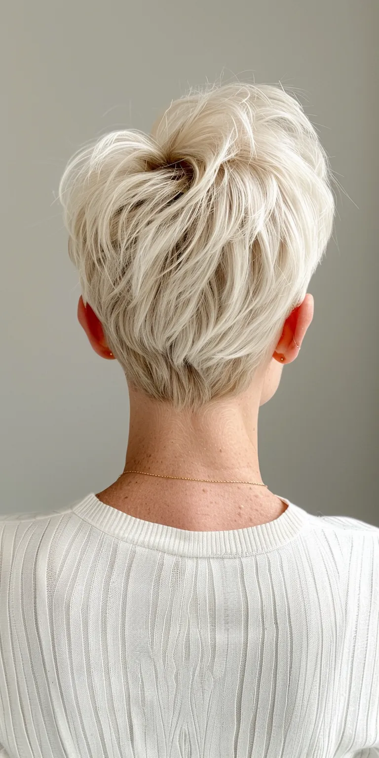 short hairstyles for mature women Asymmetric cut, Short brush Pixie Tonsure, hair