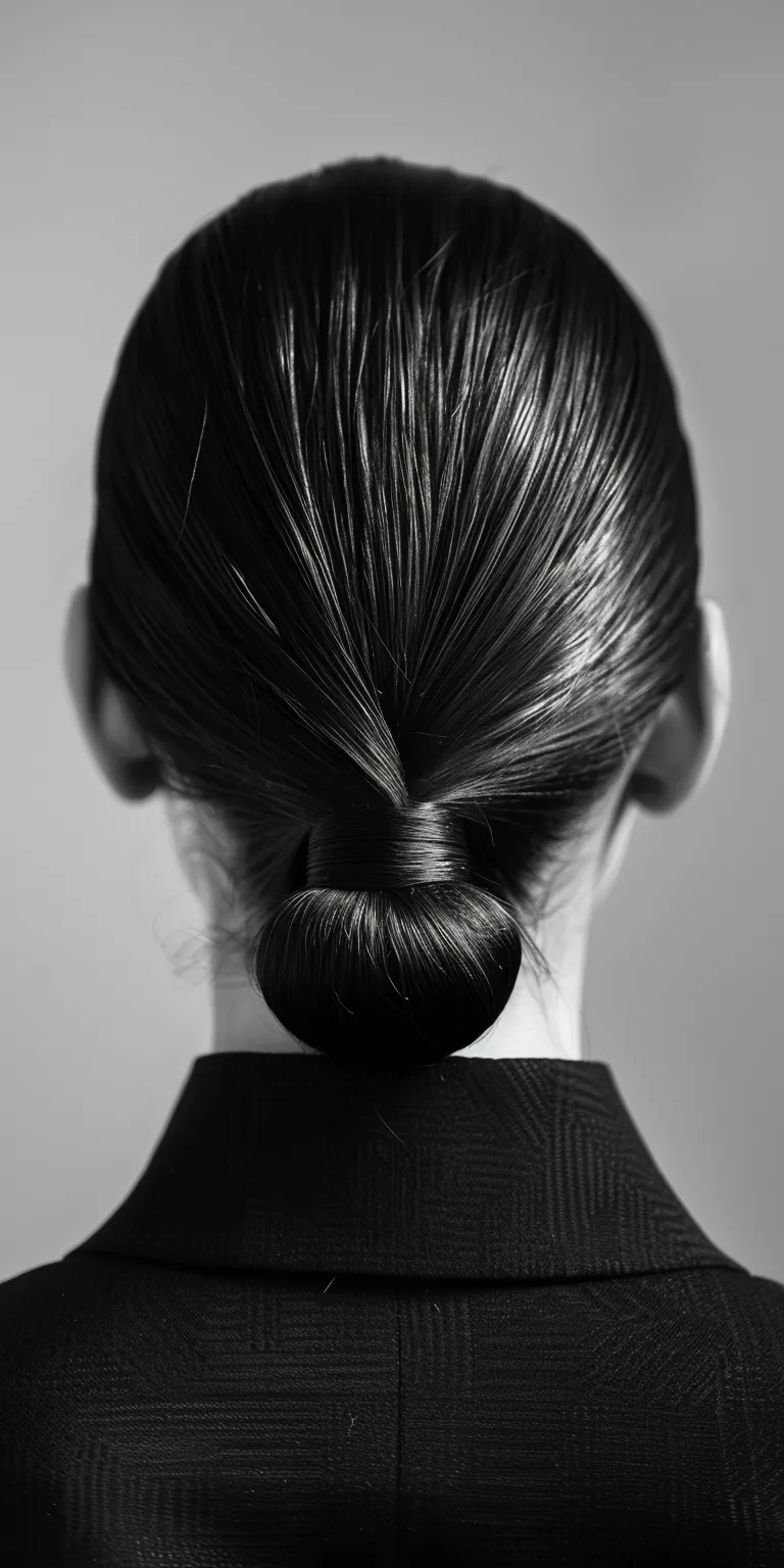 slick back hairstyle Chignon, Updo, French twist, Asymmetric cut, Ballerina bun