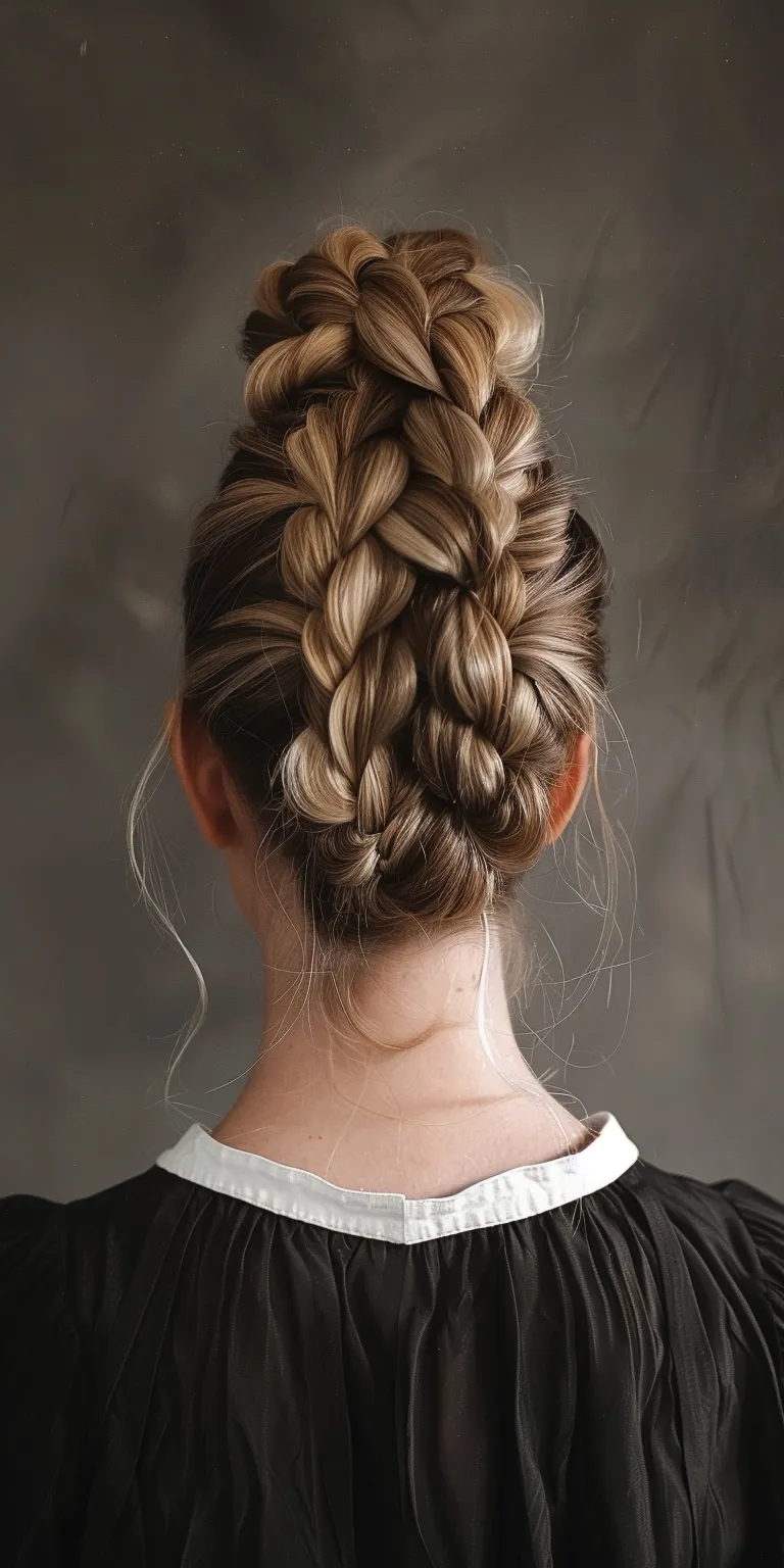 crown braid French braid, Updo, twist, Milkmaid Chignon