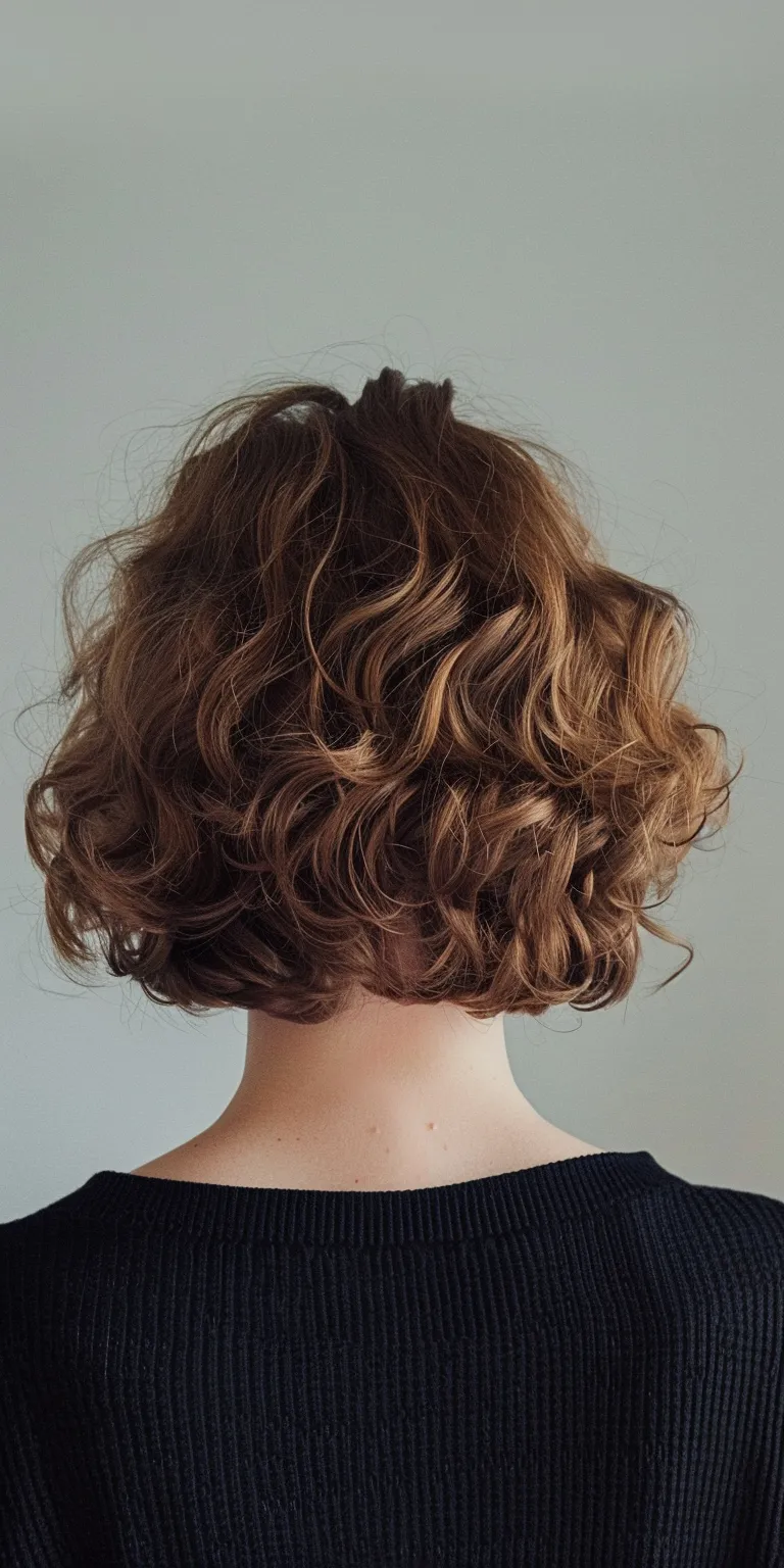 short curly bob Digital perm, Asymmetric cut, Ringlets, Updo, Layered hair