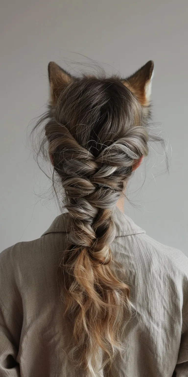 wolf hairstyle French braid, Milkmaid Boho braids, Waterfall Updo