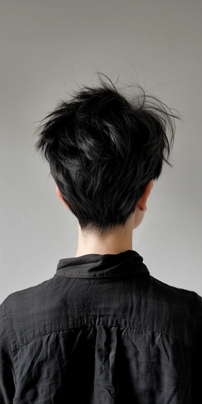 short black hairstyles Asymmetric cut, Japanese women's hairstyles, Pompadour, Layered hair, Short brush cut