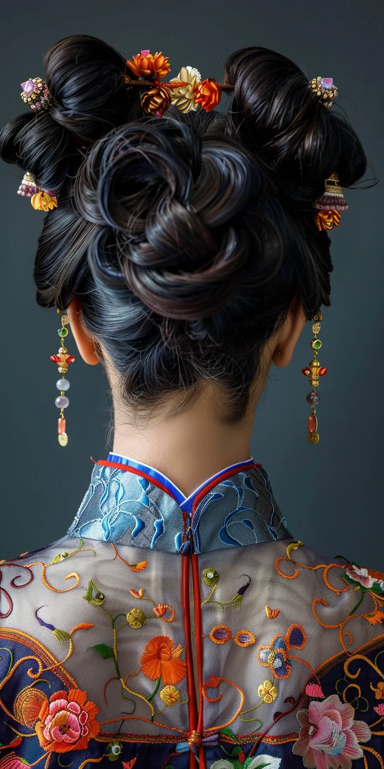 chinese hairstyle Japanese women's hairstyles, Updo, Historical Christian French twist, Milkmaid braid