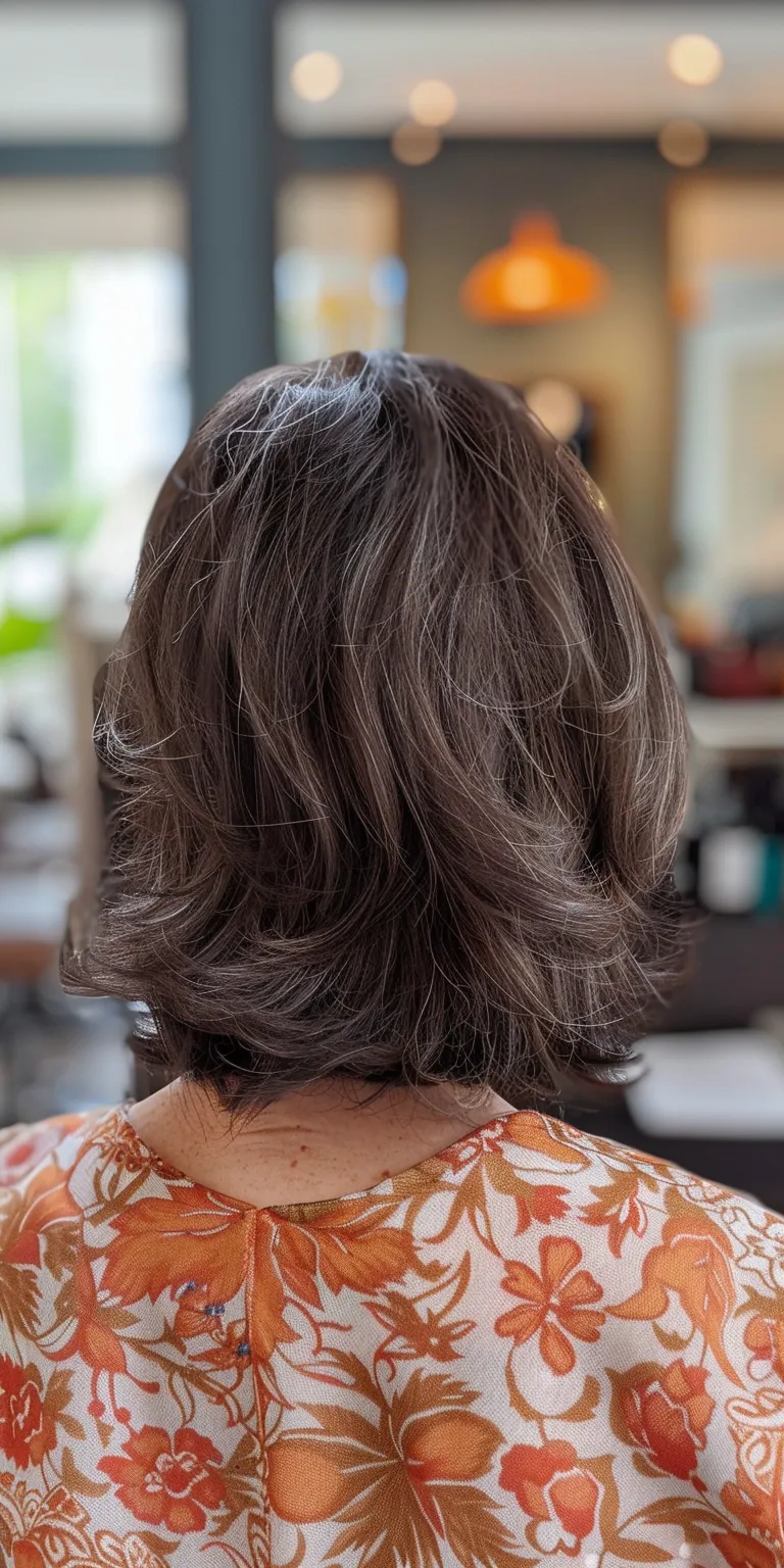 medium haircuts for women over 50 Digital perm, Asymmetric cut, Short brush Layered hair, Professional cut