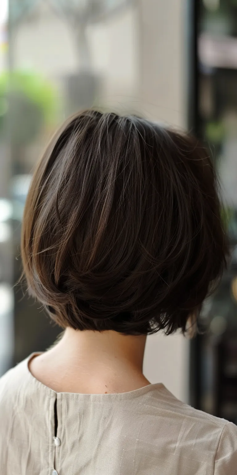 medium short hairstyles Asymmetric cut, Bob Layered hair, Japanese women's hairstyles, Chignon